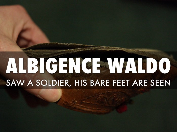 Albigence waldo feels the soldiers.