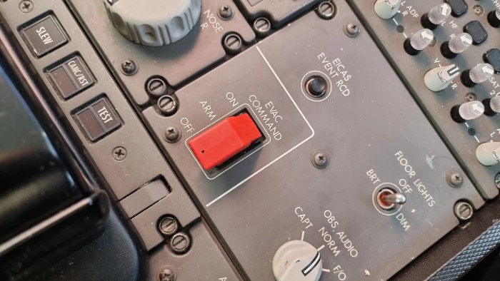 Emergency escape button in a cockpit