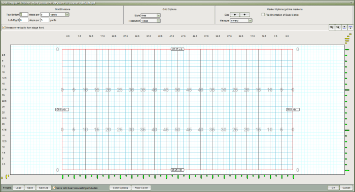 Football field marching band grid