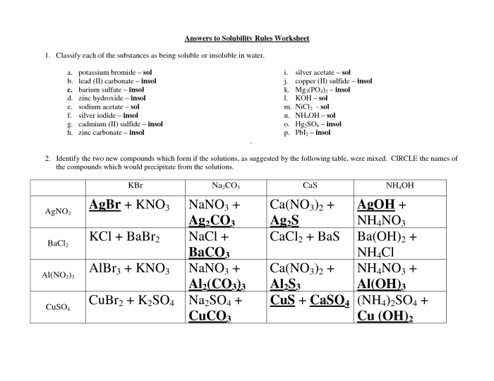 Solubility rules worksheet answer key