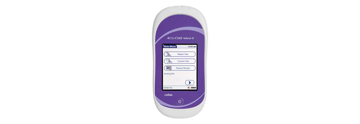 The accu-chek inform ii glucometer is charged