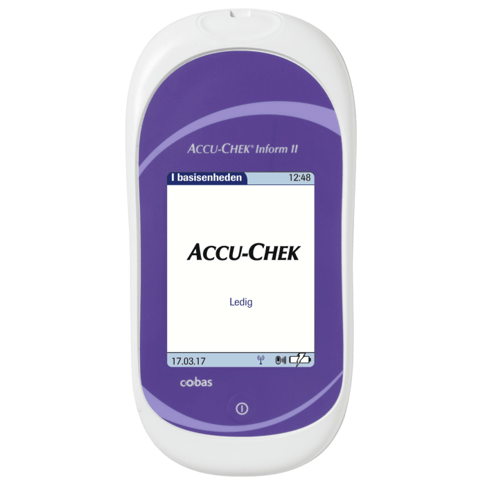 The accu-chek inform ii glucometer is charged