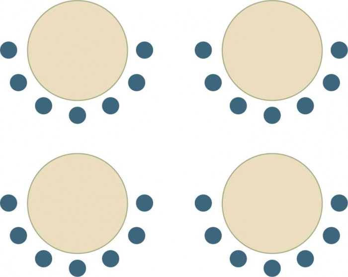 A crescent round is a table with seats arranged